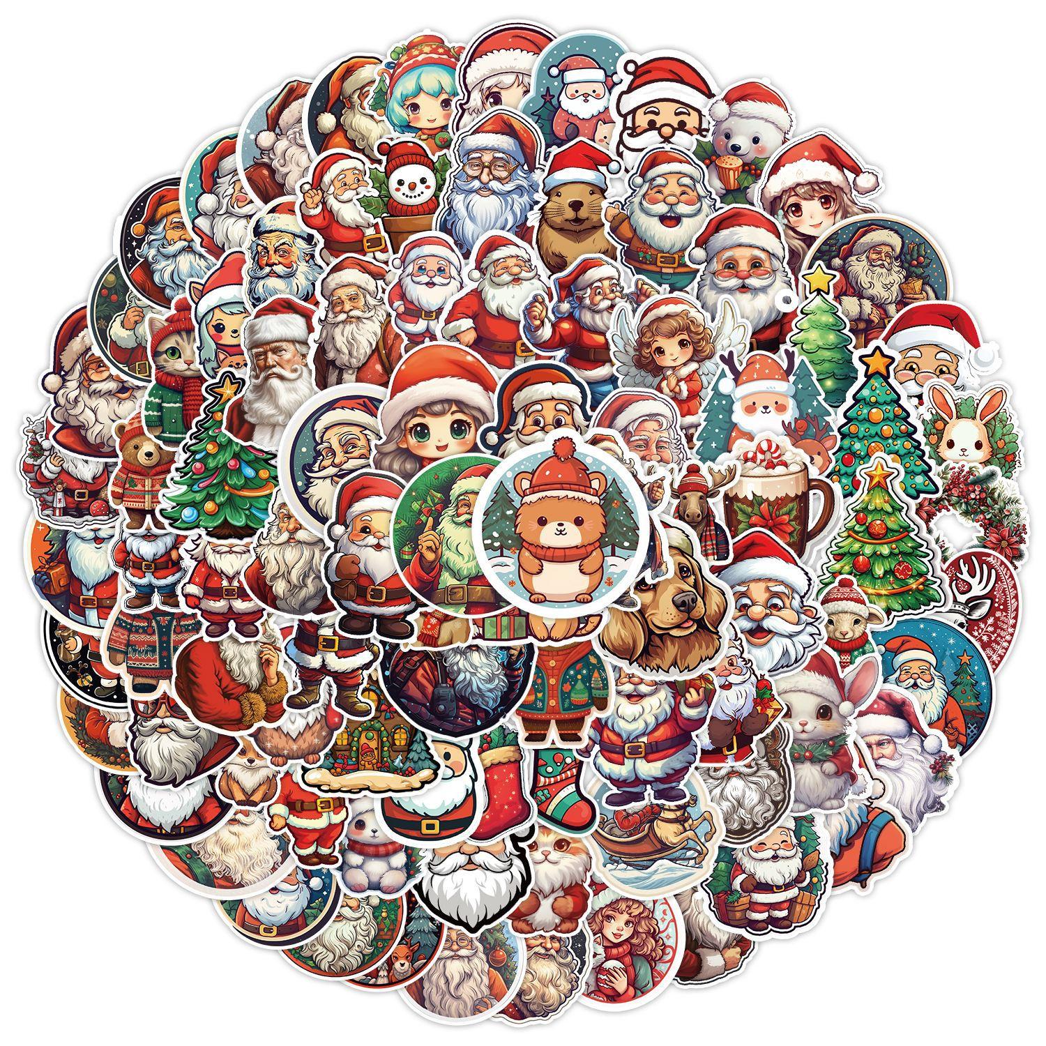 

100 Ретро Рождественские Граффити Наклейки Наклейки для Украшения Автомобиля Мобильного Телефона Водяного Стакана Водонепроницаемые Креативные Наклейки для Канцелярских Товаров