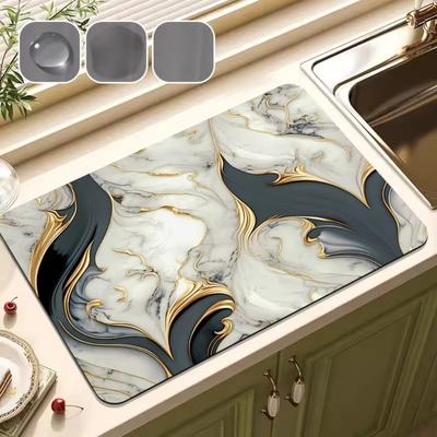 New Gilded Marble Kitchen Drain Mat Quick Dry Washable Bathroom Absorbent Pads Antiskid Absorbent Floor Mat