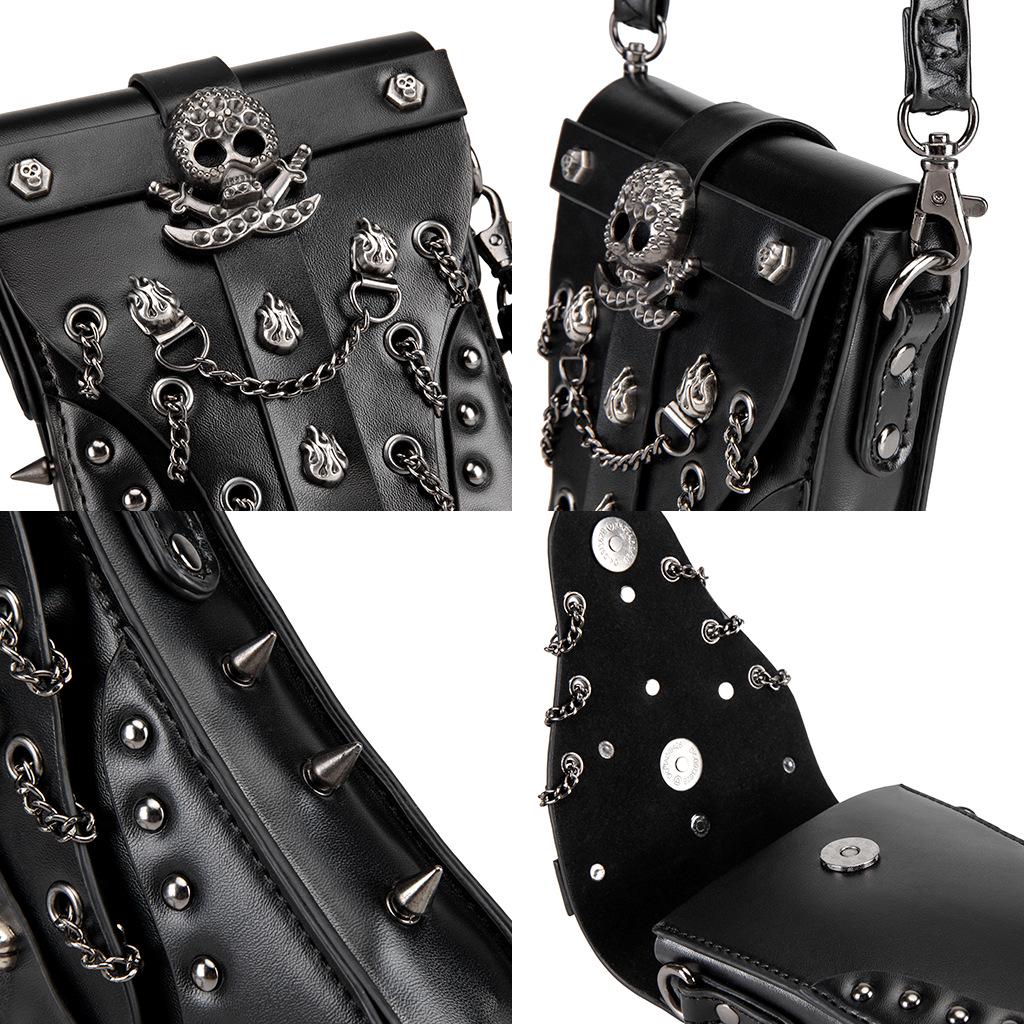 European & American Punk Rivet PU Leather Crossbody Bag with Chain