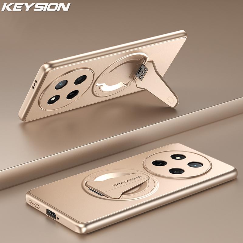 KEYSION Magnetic Phone Case for HONOR X9d 5G X9c Smart Metal Paint Upright Kickstand Shockproof Cover for Honor Magic 8 7 Lite 5G