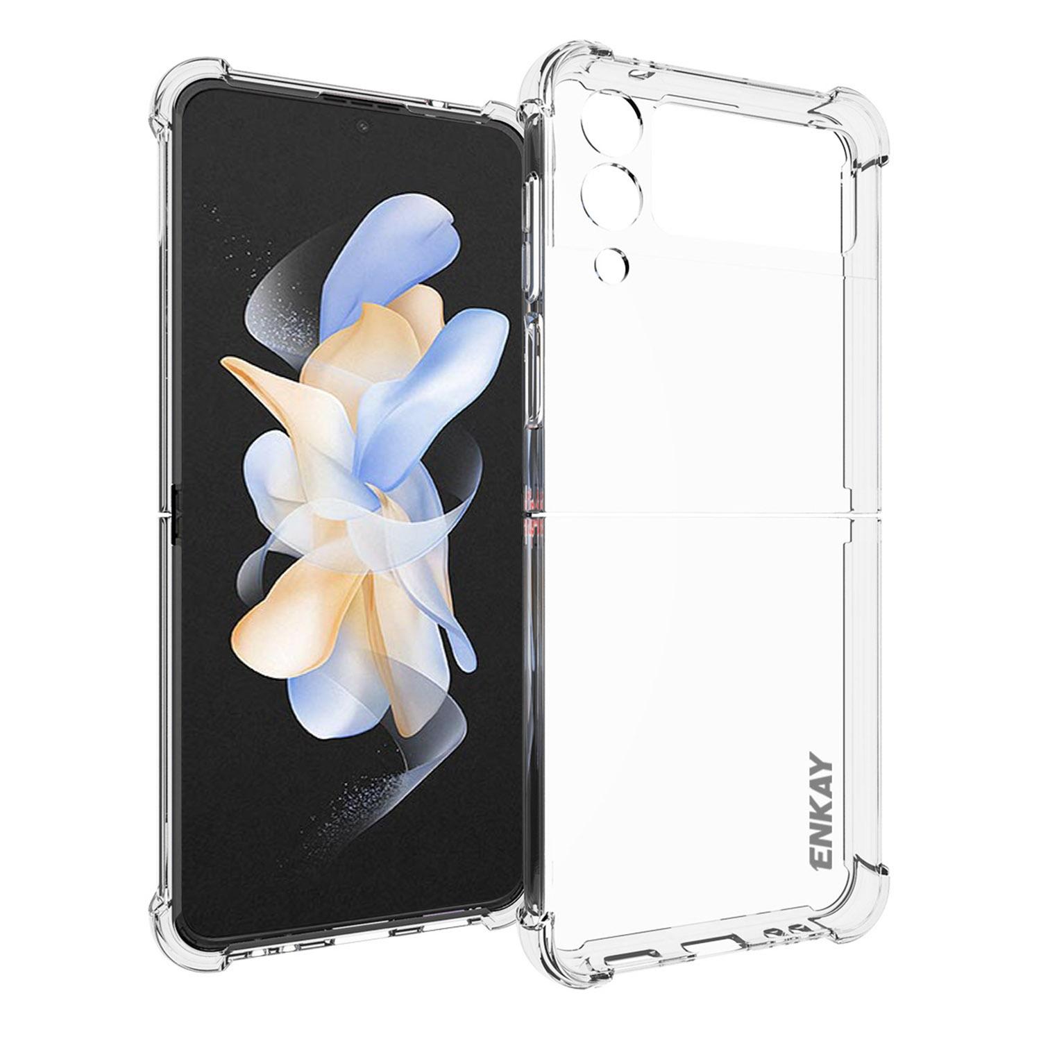 

ENKAY HAT PRINCE For Samsung Galaxy Z Flip4 5G Shockproof Phone Case Anti-slip Strip Edge Clear TPU Cover A