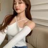 Women's Solid Color Off Shoulder Halter Slim Knitted Long Sleeves Tops