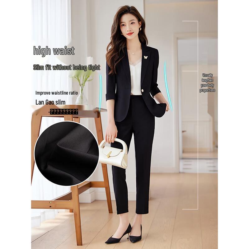 Damen Sommer Professionelles Blazer- und Crop-Hosen-Anzug