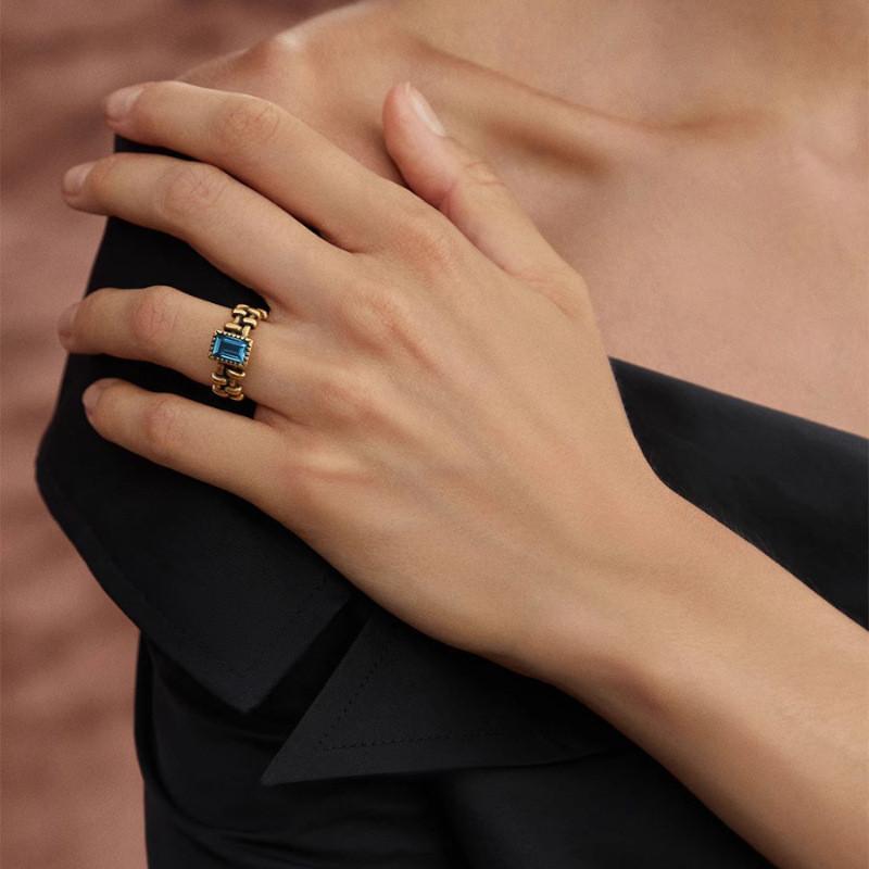 Exquisite Elegant Copper Ring With Zircon For Women Adjustable Vintage Design