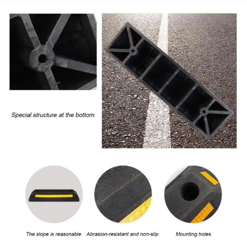 Heavy Duty Parking Stopper Rubber-Plastic Rubber Vehicle Floor Stopper Limit Stop Safety Stopper Auto Wheel Guide Block Driveway