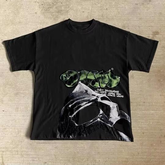T Shirt Y2K Short Sleeve Tops Men Women Harajuku Hip Hop Gothic MF Doom Graphic Print Oversized TShirt Round Neck Cotton Clothes