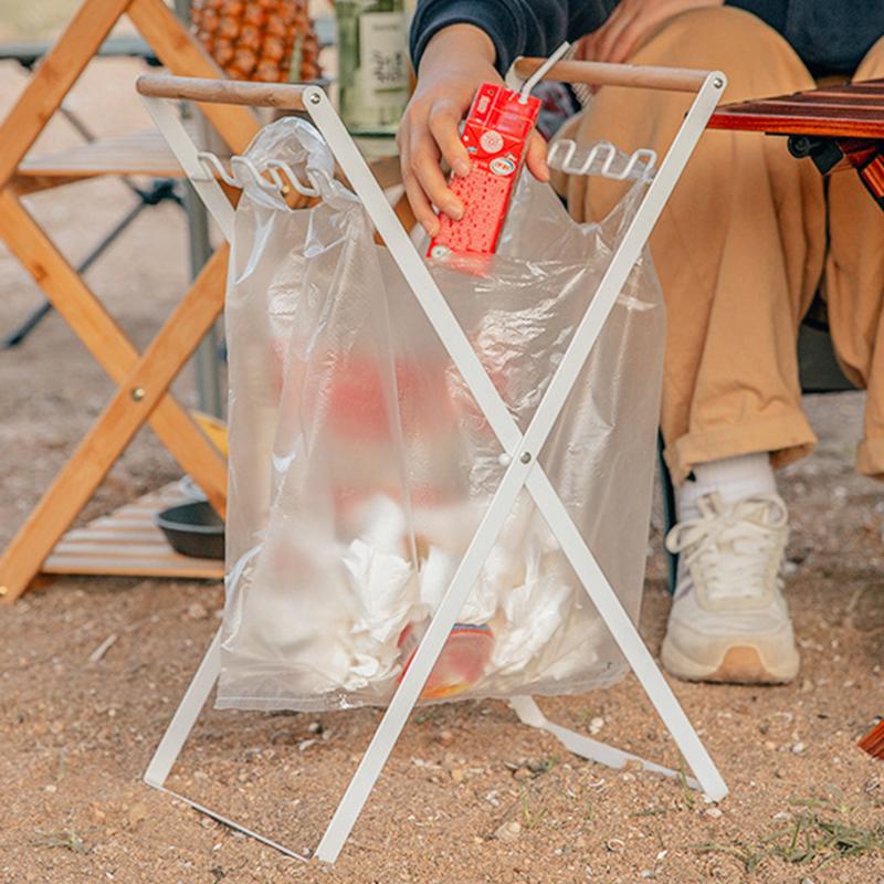Venkovní skládací stojan na odpadky Kempingový sběr odpadků Stojan na podporu plastových sáčků Kempingové grilování Podpora sáčku na odpadky