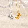 Gold Plated Stainless Steel Water Drop Pendant Necklace - Women’s Chic European American Style Sweater Chain Jewelry