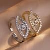 ZAKOL Fashion Turkey Evil Eye Zircon Inlaid Adjustable Open Rings Sliver Gold Color Aesthetic Ring Party Zircon Anillos Mujer