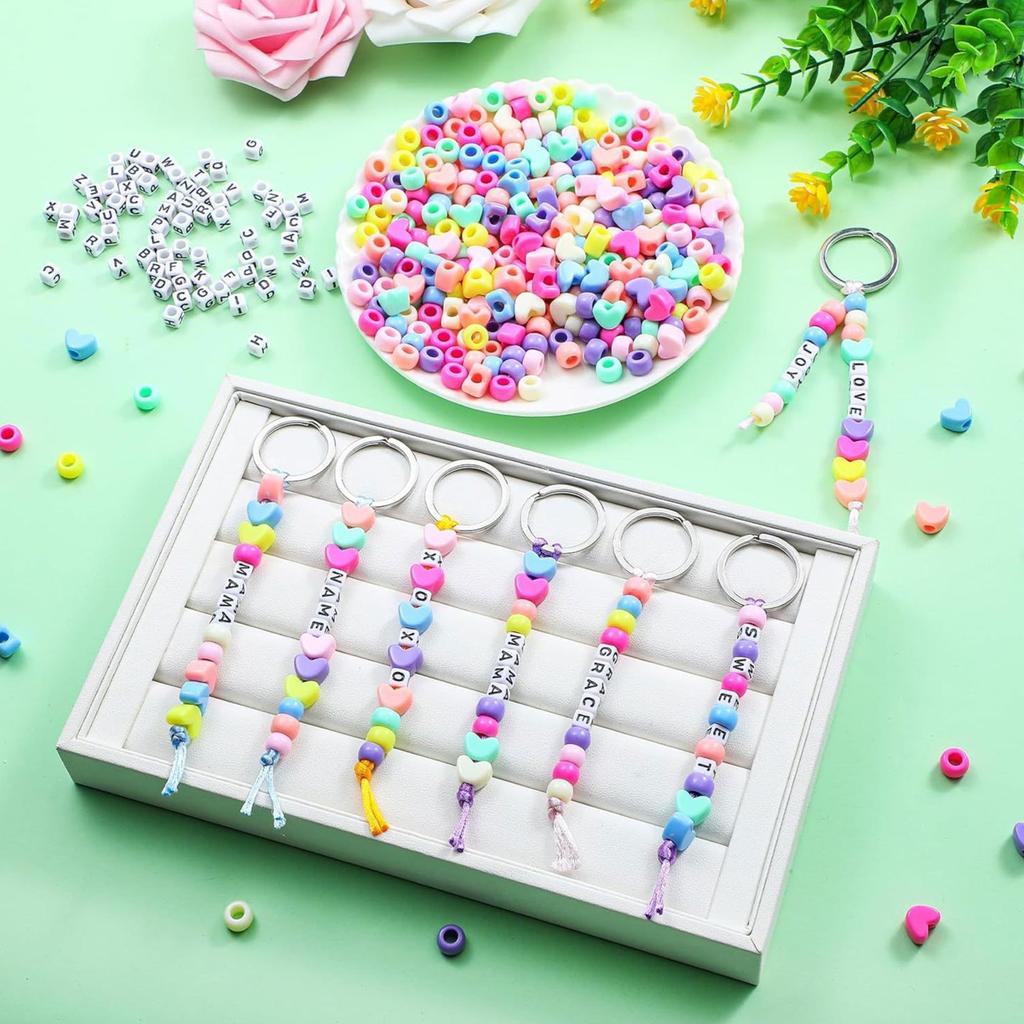 (Material Package Only) Bohemian-Style Letter Bucket Beads Heart-Shaped Beads Keychains, Women'S Luggage Pendants And Accessories