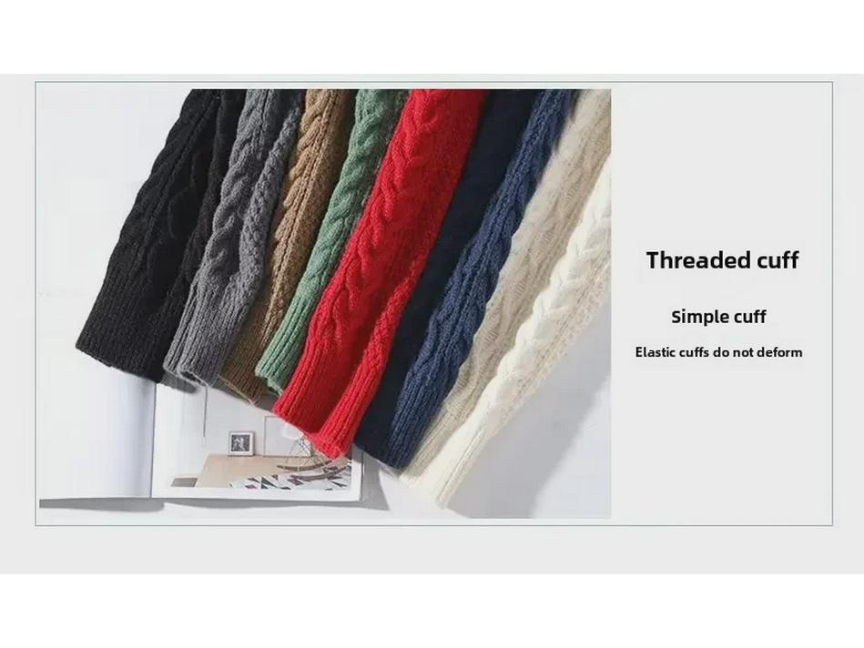 Pánský červený svetr s kulatým výstřihem se znamením zvěrokruhu - Ležérní volný střih, trendy silný spodní svetr na podzim a zimu.