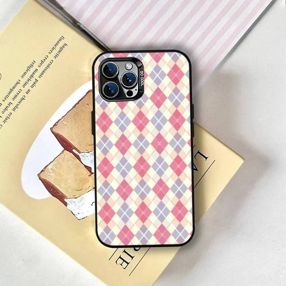 plaid background Phone Case For iPhone 17,16,15,14,13,12,11 Plus,Pro Max,XS,Colored Silver Plated Inside Cover