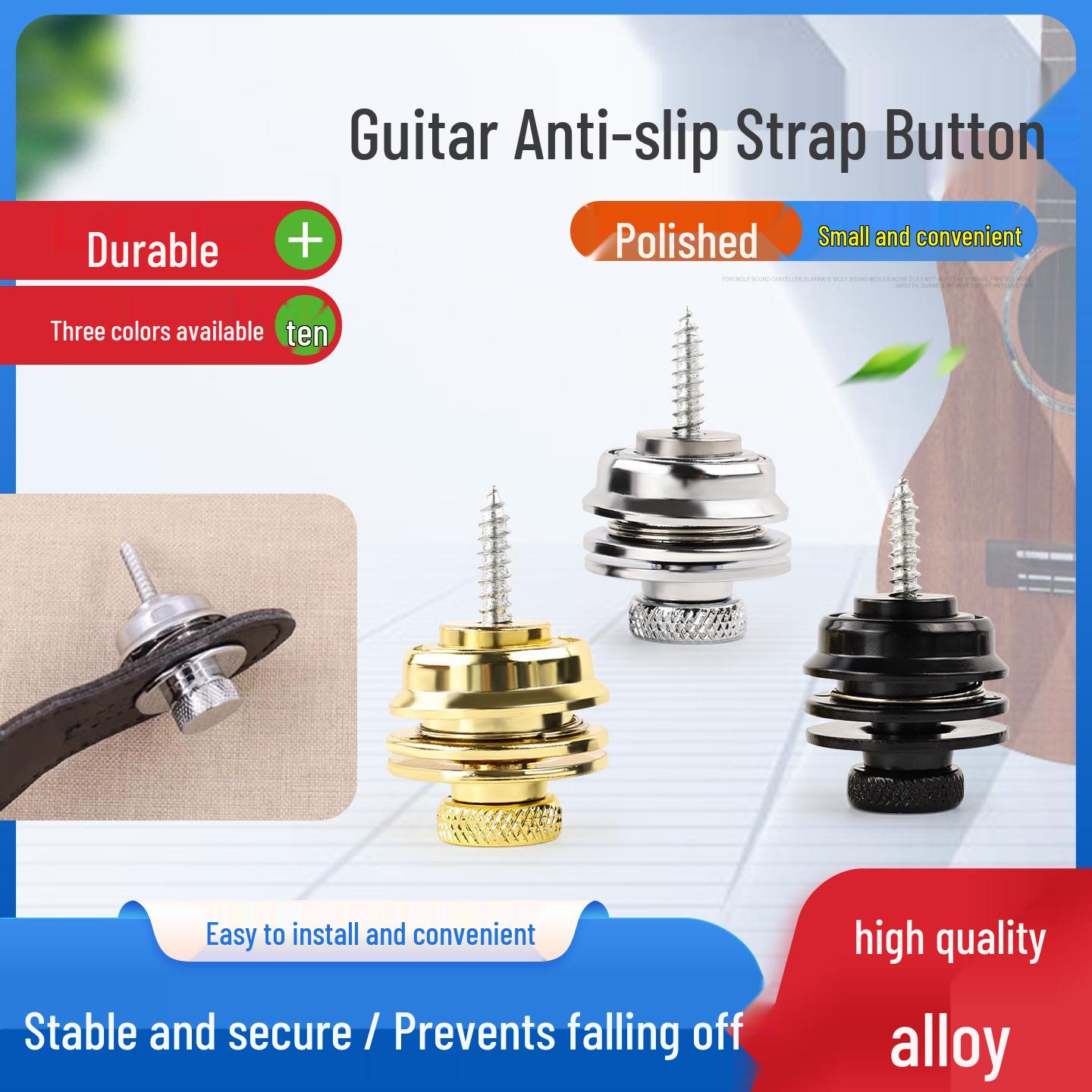 Wooden Guitar Strap Button for Acoustic, Classical & Electric Guitars - Guitar Accessories Gold strap pin