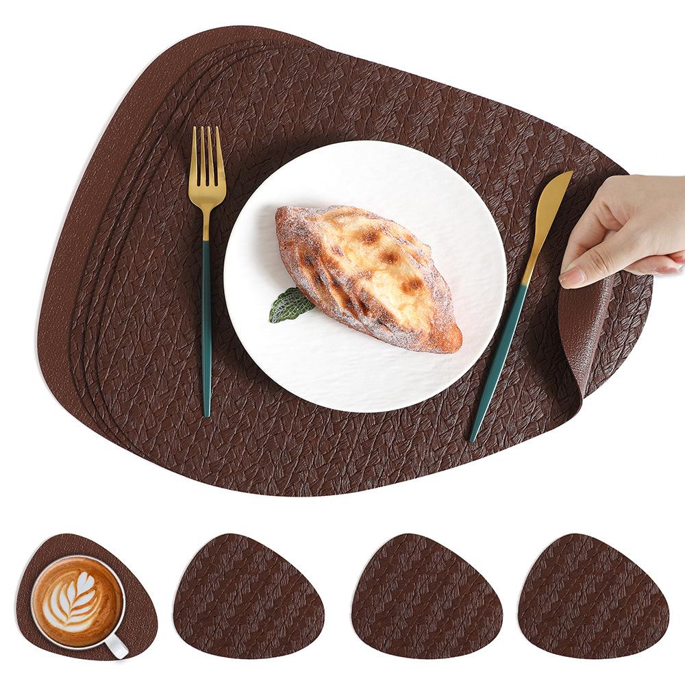 Nordisches ins Wassertropfen-Leder-Tischset wasserdichte und ölabweisende Matte Reiskornmuster Wärmedämmmatte Schüsselmatte Wassertropfen-Tischset