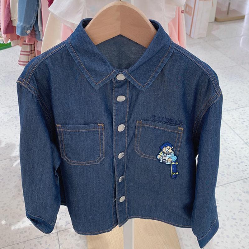 Neue Jungen Leichte Tencel Denim Hemdjacke mit Revers für Frühling und Herbst
