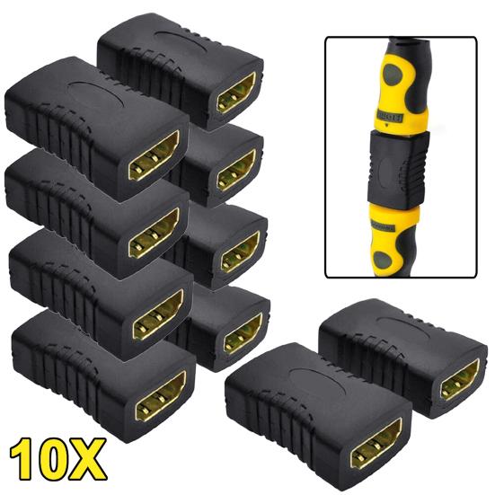 DOONJIEY 10Pcs HDMI-compatible Female Extender Adapter Female to Coupler Connector for HDTV