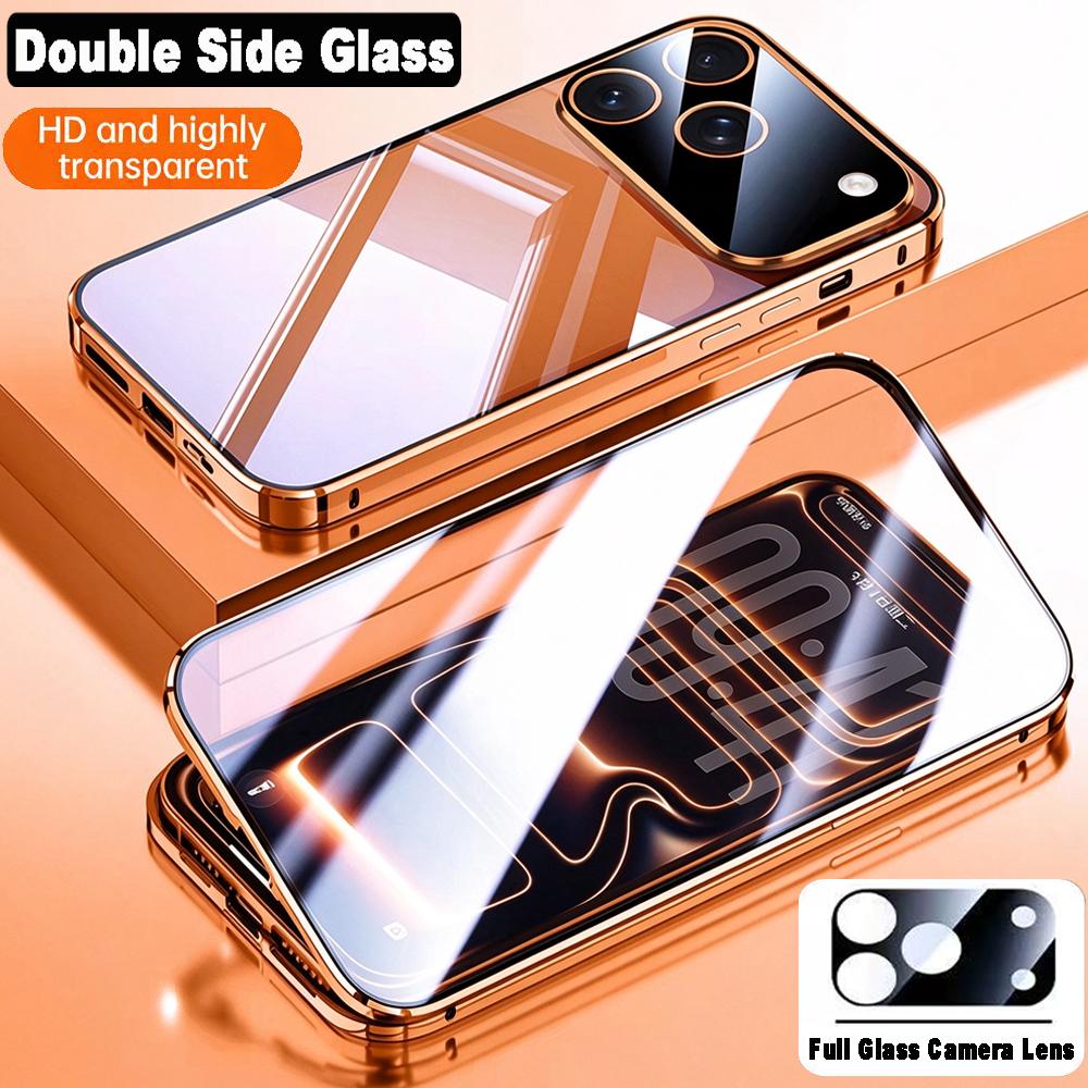 Luxury 360° Full Coverage Double Sided Tempered Glass Case For iPhone 18 17 16 15 14 13 12 11 Pro Max Anti-scratch Magnetic Phone Cover