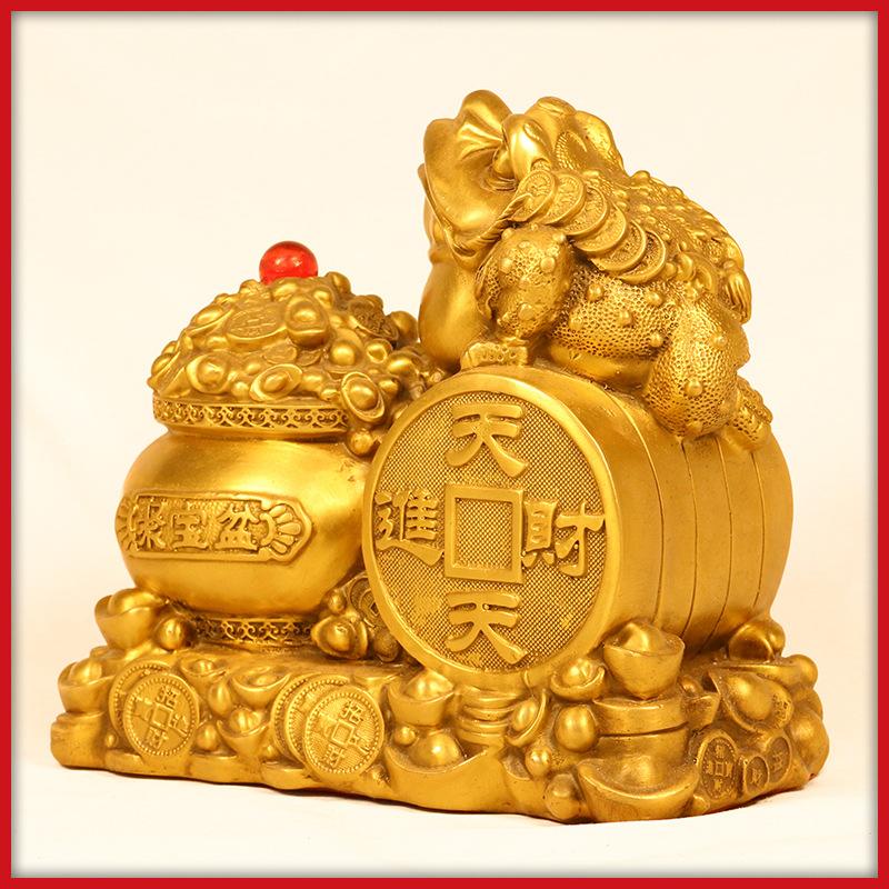 Pure Copper Daily Wealth Golden Toad Ingot Copper Coin Treasure Bowl Golden Toad Home Entrance Living Room Office Desktop Orname