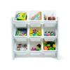 Children's Storage Shelf with 9 Removable Bins – White Wood Toy and Book Organizer – Bedroom Furniture