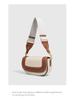 2024 Women's Color Block Saddle Bag: Fashionable Versatile Canvas with Wide Strap, Single Shoulder & Crossbody Style