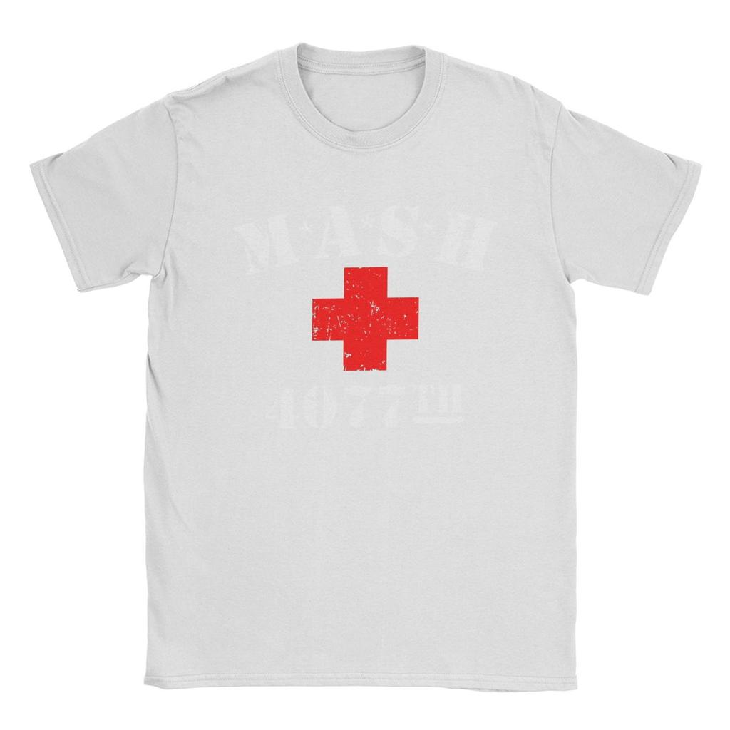 Men T-Shirts Mash 4077 TV Show Vintage Pure Cotton Tees Short Sleeve T Shirts Round Neck Clothes Classic