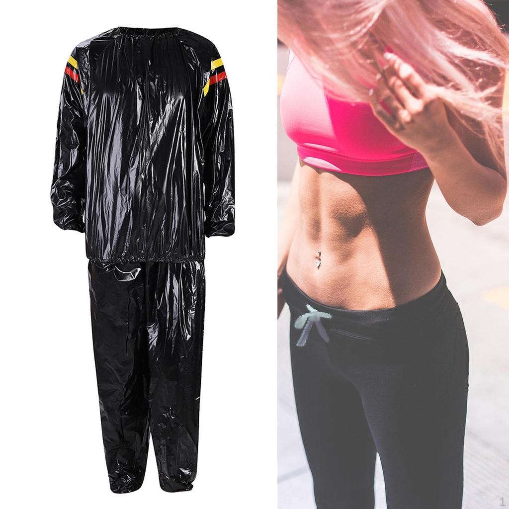 Fitness Sauna Suit Full Body Exercise Jacket Pant PVC Waterproof Windproof Unisex Comfortable