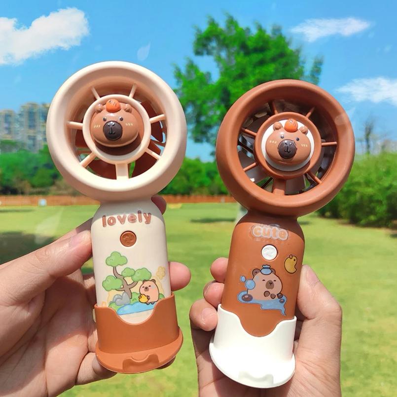 Portable Mini Pocket Cooling Fan Handheld Fan Cartoon Cute Capybara Small Fan Outdoor USB Charging Small Fan Gifts
