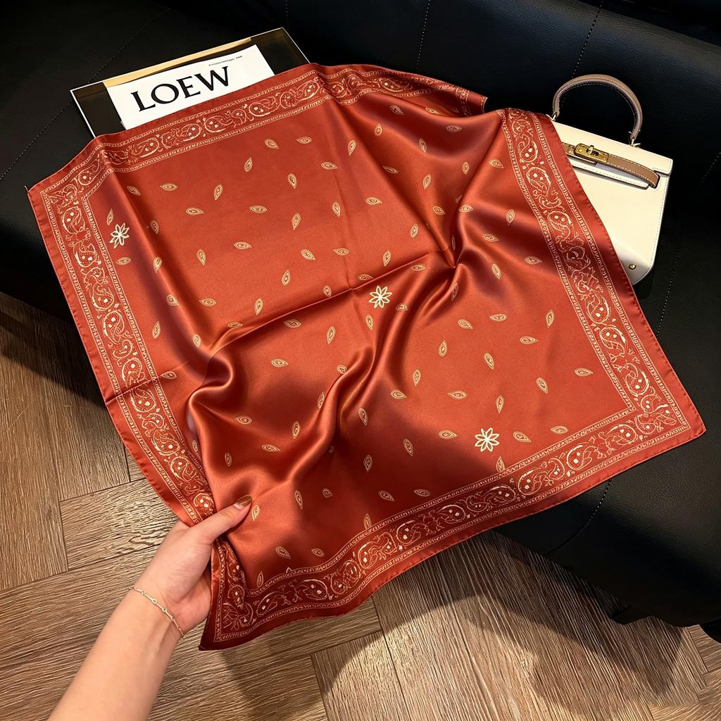 Hong Kong style burgundy printing waist silk scarf belt jeans waist accessories new square scarf fart curtain waist seal