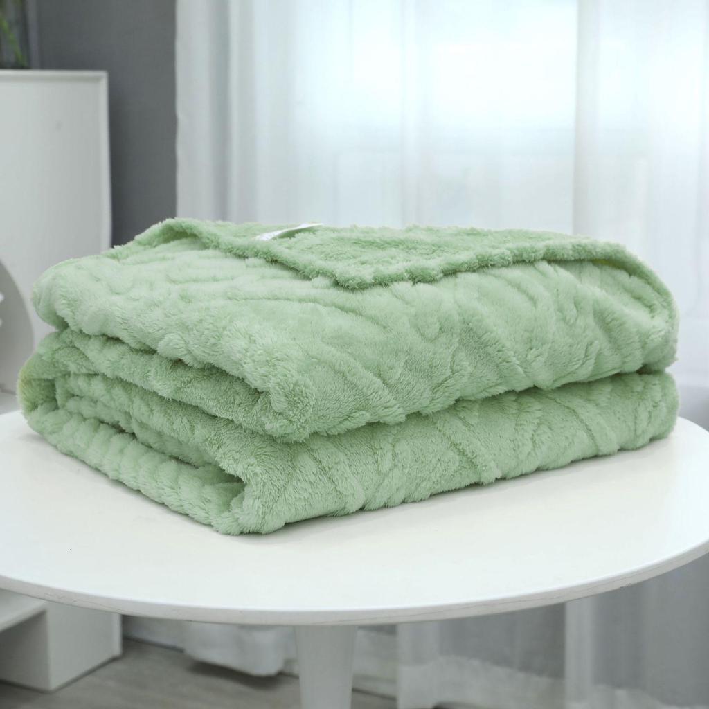 Autumn and Winter New High-gram Single-layer Double-sided Jacquard Tafu Fleece Shu Cotton Fleece Multi-functional Blankets