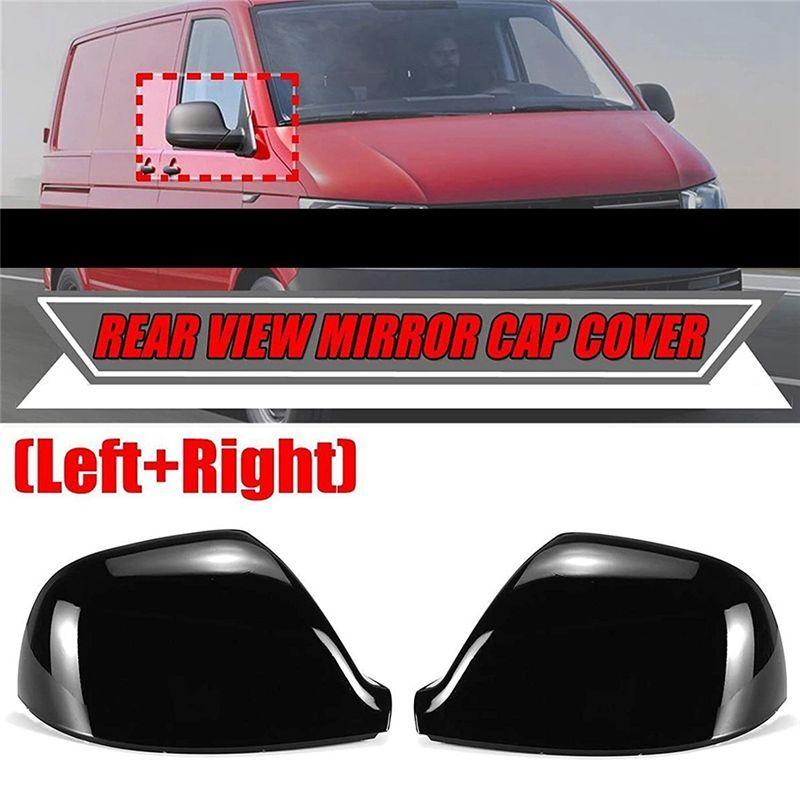 Car Side Rearview Mirror Cap Cover Mirror Cover Direct Bright Black Parts For VW Transporter T5 T5.1 2010-2015 T6 2016-