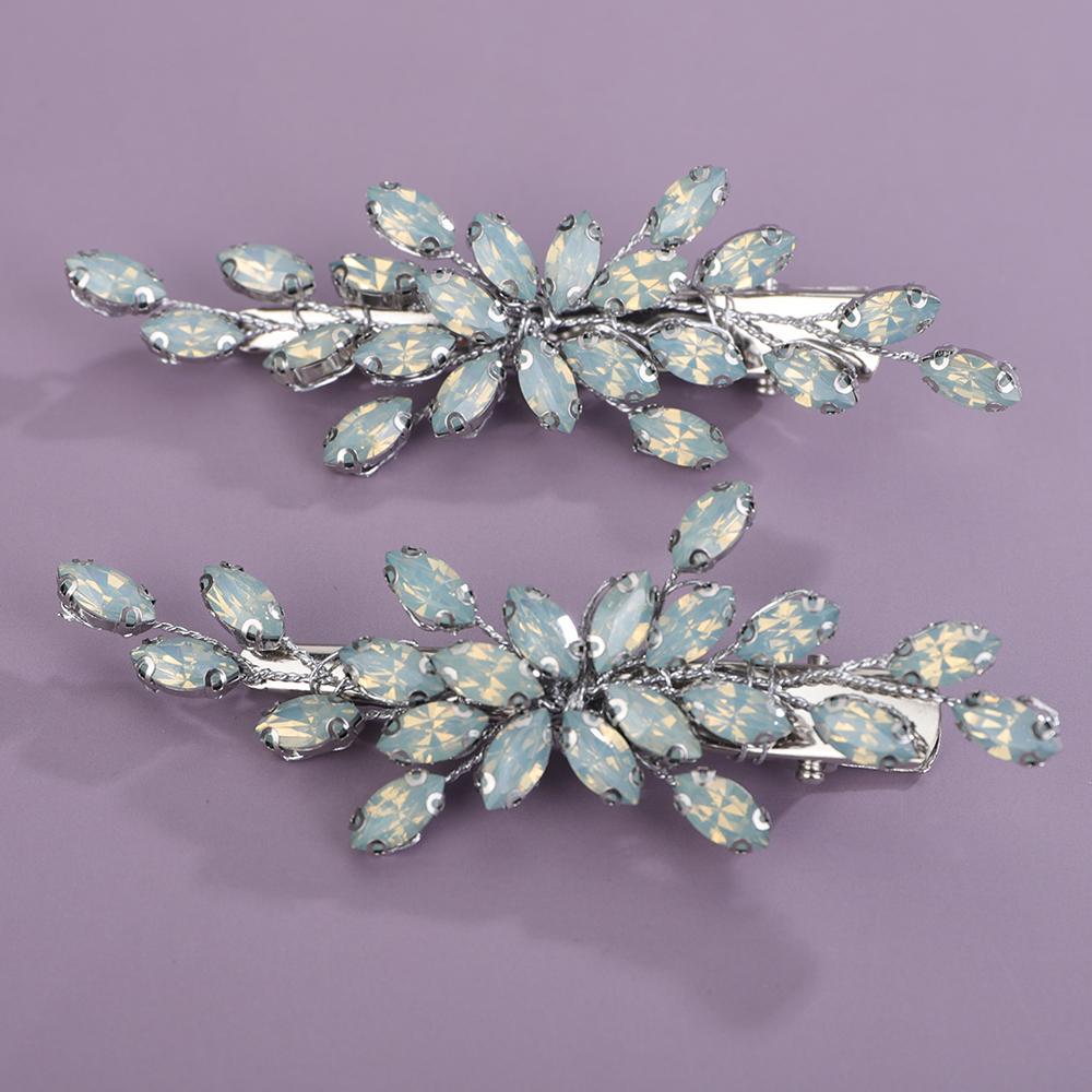 2 Stück Strass Haarspange für Hochzeit Braut Kopfschmuck Silber Schwarz Braut Haaraccessoires Grün Rot Tiara Blau Lila Ornamente