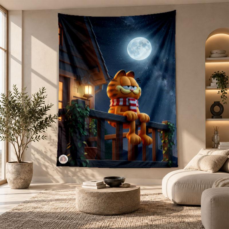 Decorative Tapestry,Garfield Cartoon Printed Wall Art, Lightweight Wall Hanging For Bedroom Background