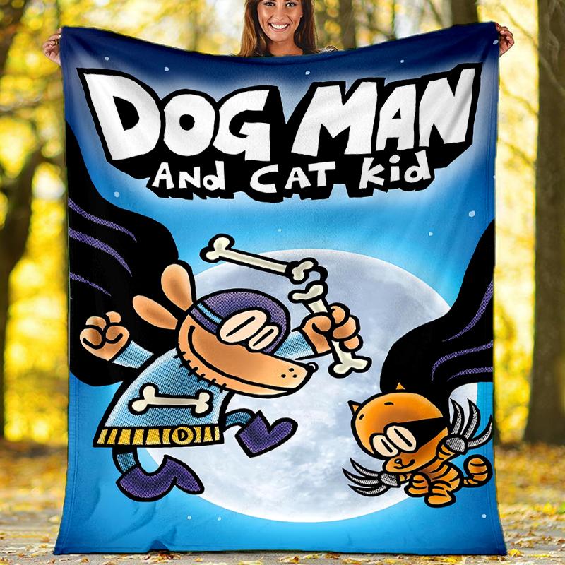 Dog Man Theme Printed Blanket - Perfect for Couch, Bed, Travel & Outdoor Use | Machine Washable, Cozy & Durable.