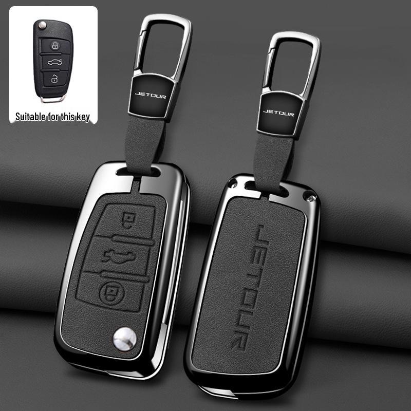 Jetour X70M Folding Key Cover (2019-2022) - 1.5T Model High-Grade Key Fob Case with Metal Shell Buckle (2021)