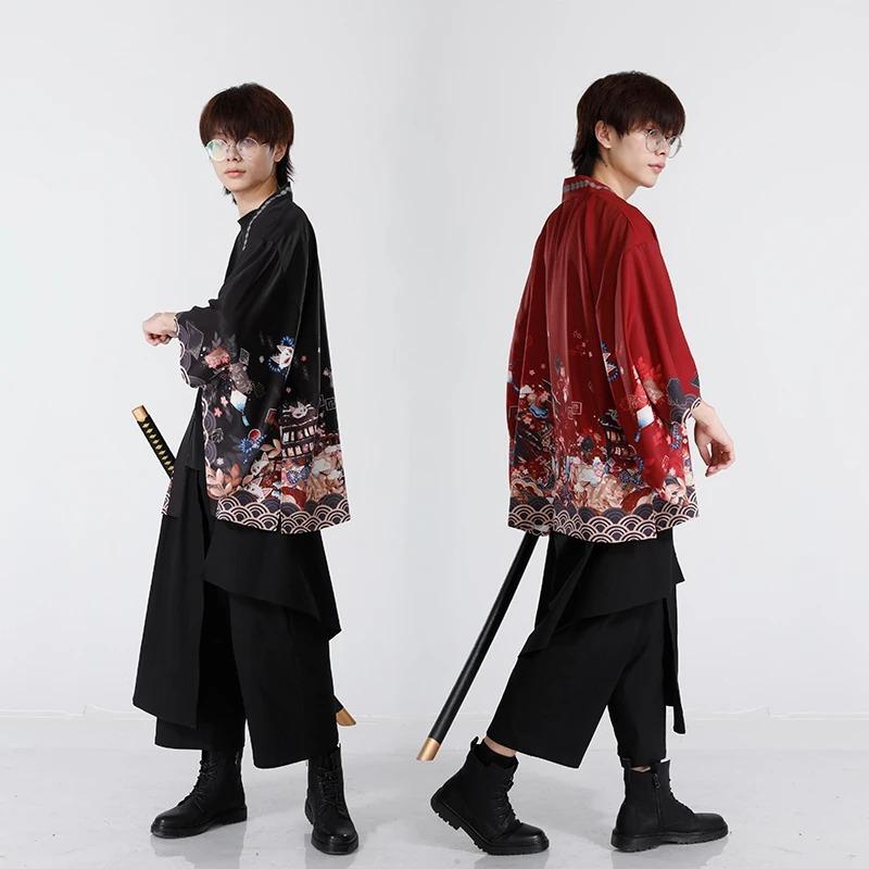 Summer Loose Japanese Samurai Kimono Streetwear Cardigan Cosplay Harajuku Women Men Traditional Clothing