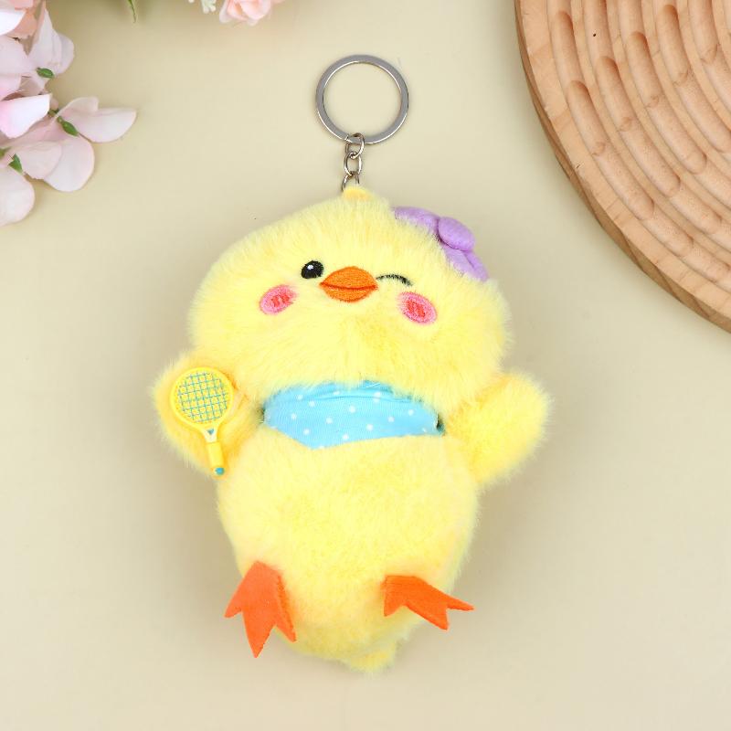 Cute Yellow Duck Chick Plush Keychain Fluffy Soft Animal Doll Bag Pendant Backpack Decor for Kids Girls Birthday Gifts