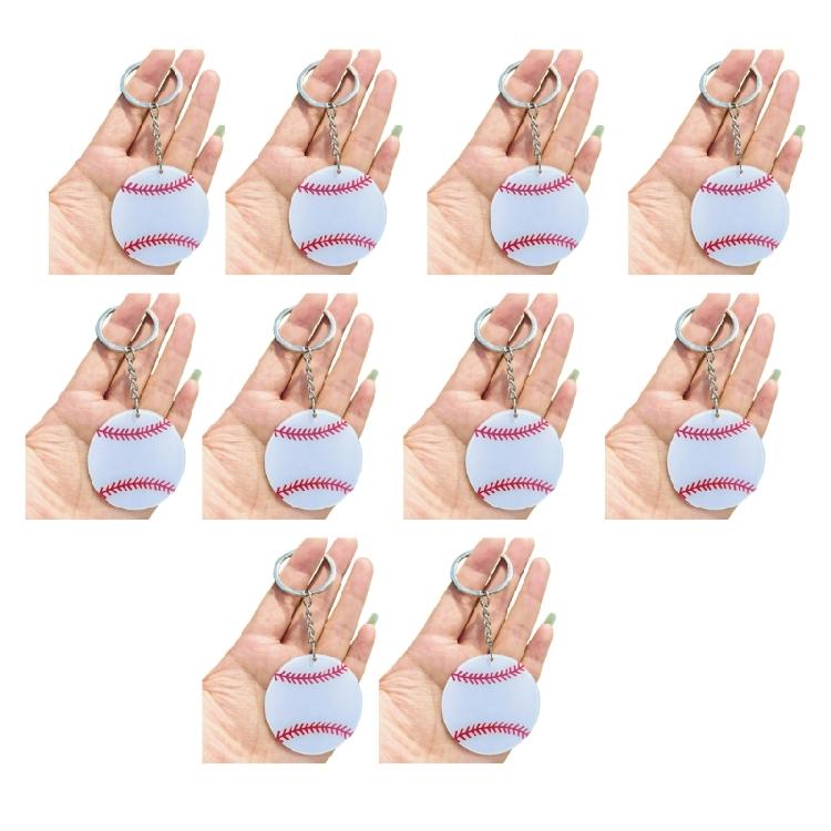 Sturdy Acrylic Athletic Keychain Set Football Baseball Basketball Rugby Fans Ergonomic Compact Shape
