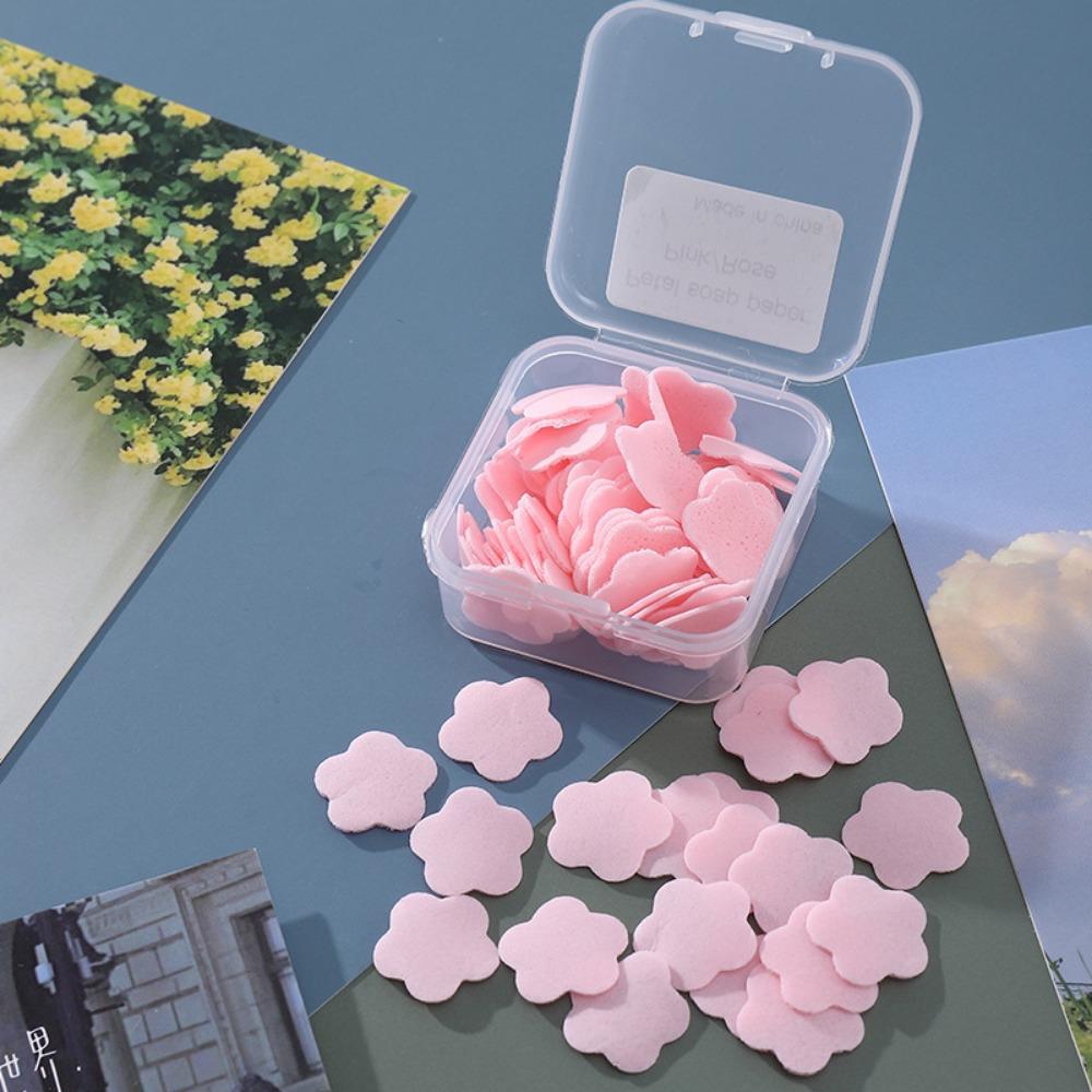 LOT DE 3 Fleurs de Savon Parfumées Jetables Portables Pastilles de Savon Mini Boîte Étudiant Pastilles de Lavage des Mains pour Enfants Papier Savon Voyage