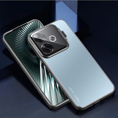 Coque de téléphone pour Realme GT 6 T NEO 6 SE Support de caméra d'objectif en métal Coque pour Realme GT6 6T NEO6 SE Antichoc Mat Béquille Protéger la Couverture Arrière