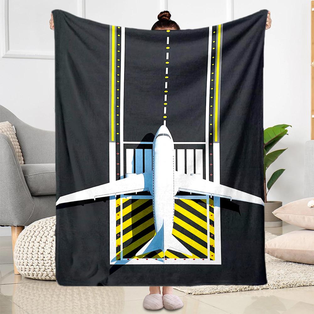 Airport Runway Design Flannel Blanket - Soft and Suitable for Sofas, Beds, Offices, Travel, All Seasons, and The Best Gift for The Holidays.