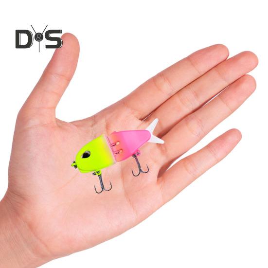 6CM/6.5G Multi-Jointed Fishing Lure with Hooks Realistic 2-Section Swimbait Plastic Artificial Bait Freshwater Saltwater Bass Trout Pike Fishing