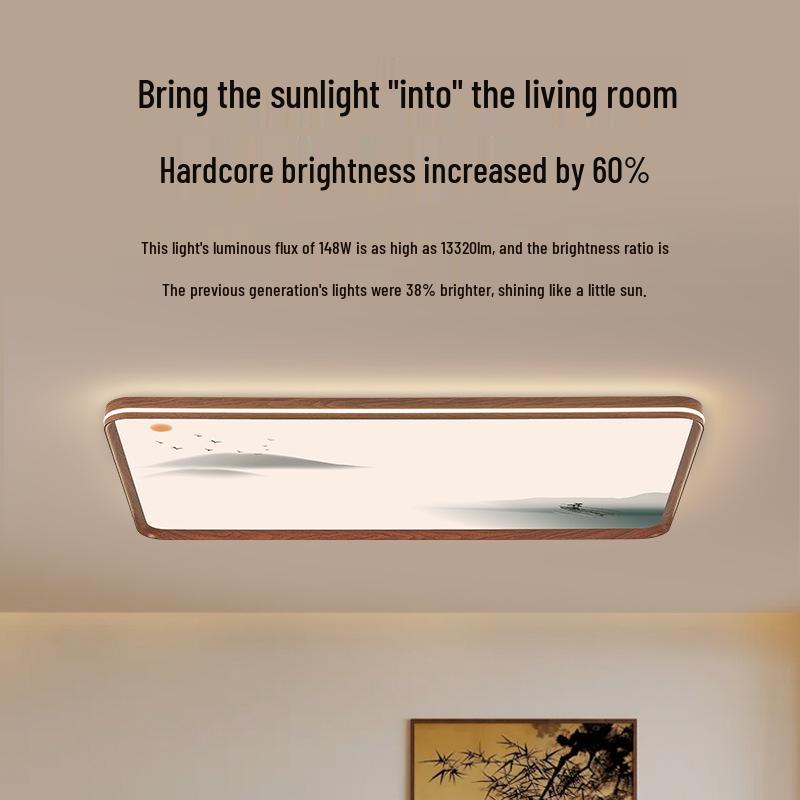 Walnut Chinese Song Style Ceiling Light for Living Room & Bedroom