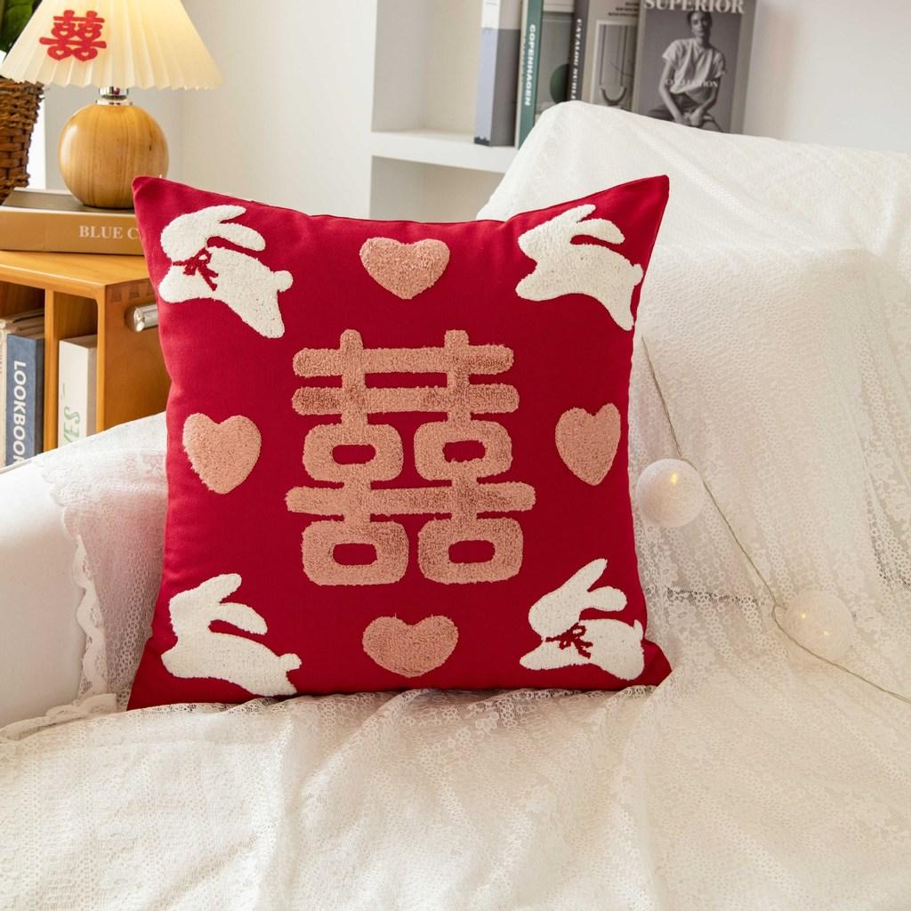 Traditional Chinese Inspired Pillow Cover With Embroidery And Tassel Details For Holiday Gift
