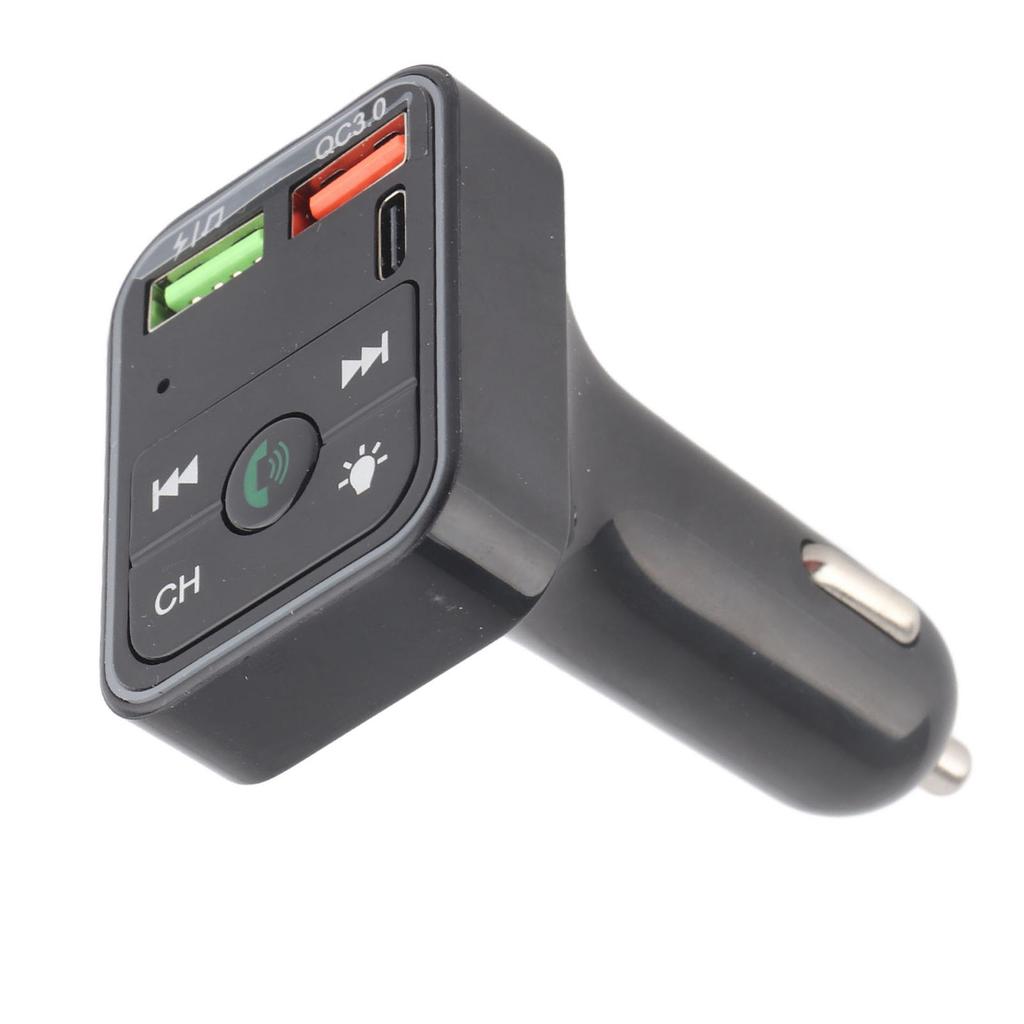 Car Transmitter Wireless Adapter Handsfree Call Music Dual USB Port 1 Type C 7 Colorful Light Car Accessory DC12‑24V