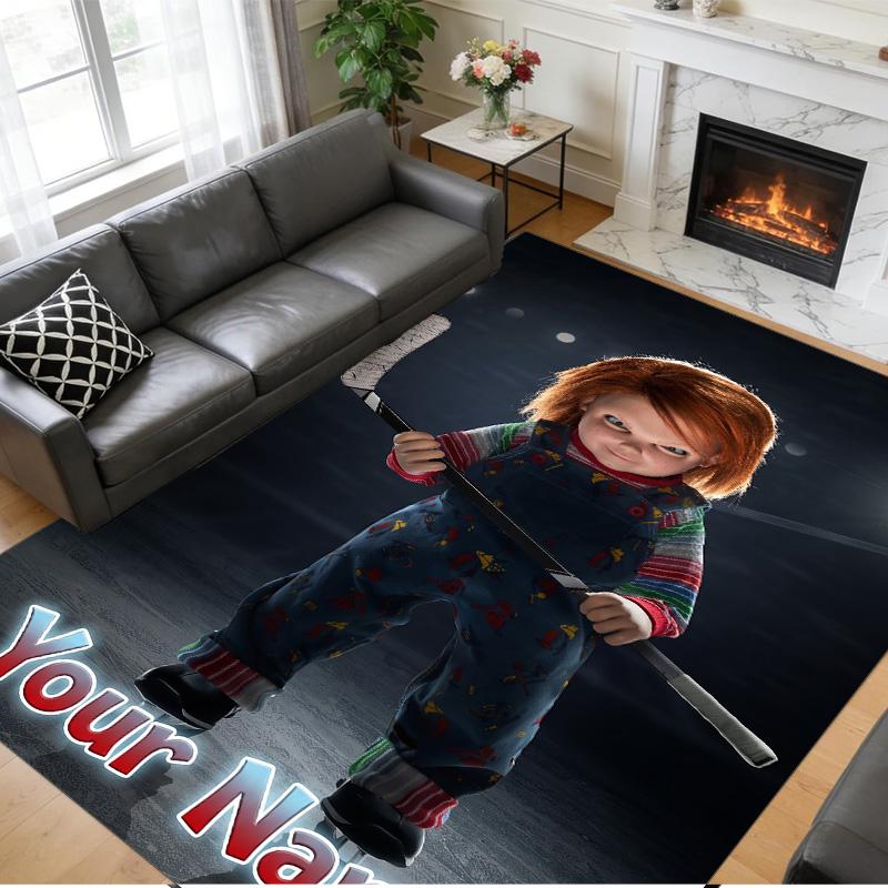 Tappeto in Velluto di Cristallo Testo Nome Personalizzato, Morbido Tappetino Antiscivolo Decorazione per la Casa Gioco per Bambini Chucky Tiffany