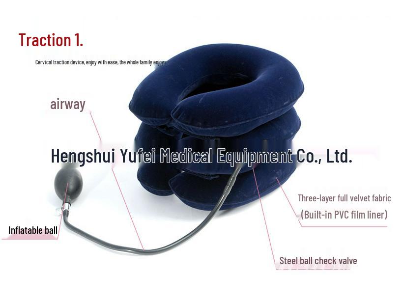Inflatable Cervical Traction Device - Three-Layer Plush Massager Collar for Home Use