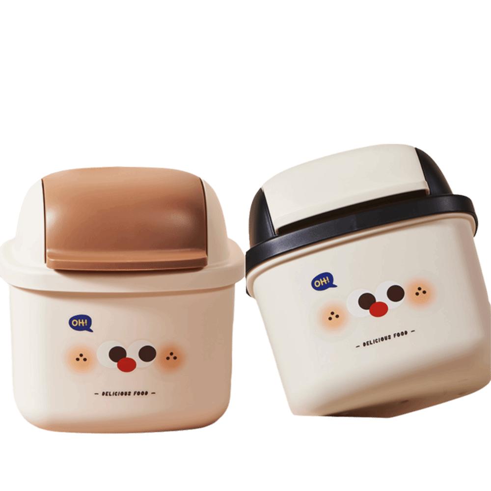 with Lid Storage Bin Pen Holder Mini Covered Bin Teenagers Plastic Storage Bucket  Desk Organizer Style 1