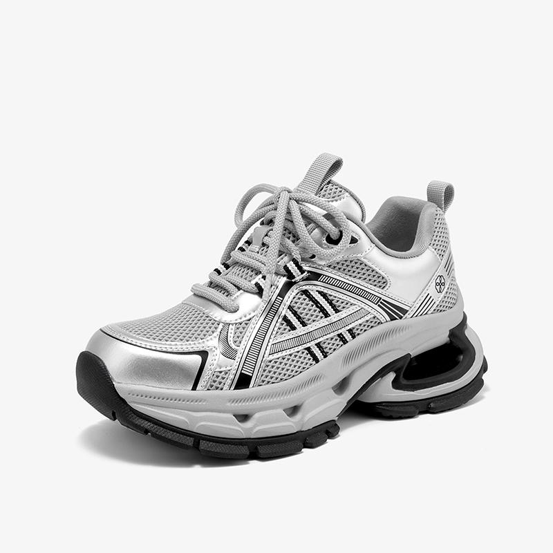 Fashion BEAUTODAY Casual Sneakers Women Air Mesh Sick Sole Round Toe Lace-up Mixed Colors 2024 Spring Ladies Shoes Handmade C29A02