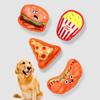 Interactive Pet Toys Thickened Oxford Cloth Bite Resistant Squeaky Dog Chew Toys with Sound Food Shapes Burger Pizza Popcorn for Teeth Cleaning Play