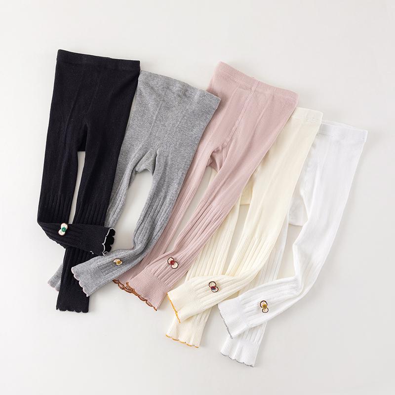 

Хлопковые узкие леггинсы для девочек, брюки с украшением в виде банта M